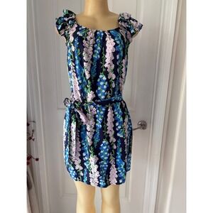 Lilly Pulitzer Floral Tie-Waist Dress — Size -Med— Bright Resort Print